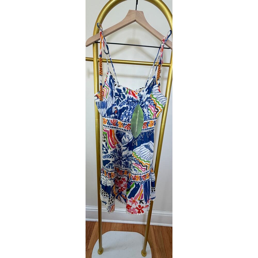 Farm Rio NEW Wild Brazil Mini Dress With Beaded Tassels, Medium - Picture 3 of 10